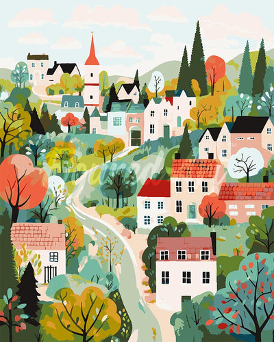 Dipingere con i numeri - Villaggio da Sogno Verde Figured'Art