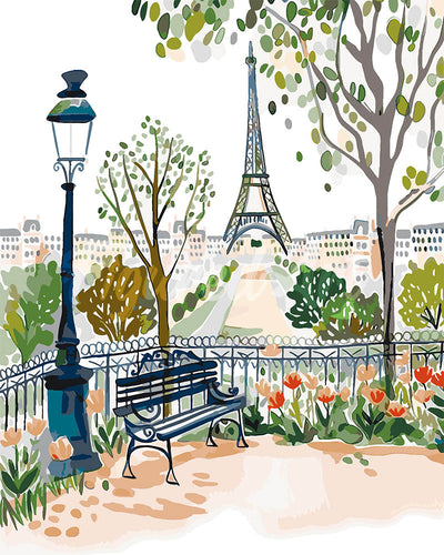 Dipingere con i numeri - Giardino di Parigi ad Acquerello Figured'Art