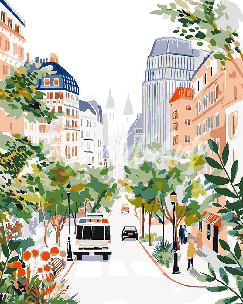 Dipingere con i numeri - Viale Cittadino ad Acquerello Figured'Art