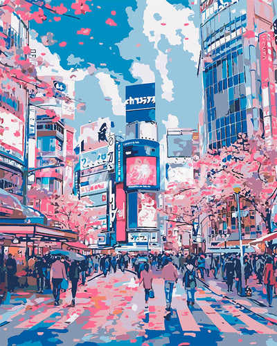 Dipingere con i numeri - Fiori di Ciliegio a Shibuya Figured'Art