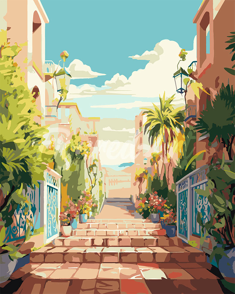 Dipingere con i numeri - Scalinata verso la costa Figured'Art