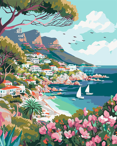 Dipingere con i numeri - Città Costiera in Primavera Figured'Art