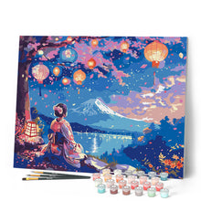 Carica l'immagine nel visualizzatore di Gallery, Dipingere con i numeri - Ragazza, Lanterne e Monte Fuji Figured'Art