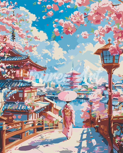 Dipingere con i numeri - Viale dei Sakura a Kyoto Figured'Art