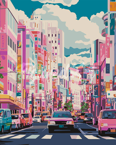Dipingere con i numeri - Strada Affollata in Giappone Figured'Art