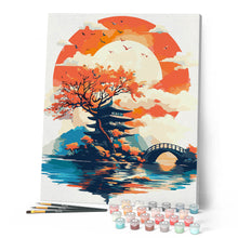 Carica l'immagine nel visualizzatore di Gallery, Dipingere con i numeri - Pagoda sotto il Sole Nascente Figured'Art