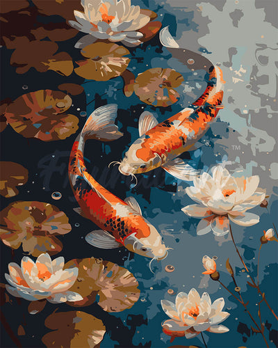 Dipingere con i numeri - Carpe Koi Vintage e Fiori Figured'Art