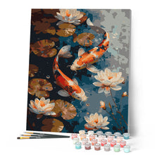 Carica l'immagine nel visualizzatore di Gallery, Dipingere con i numeri - Carpe Koi Vintage e Fiori Figured'Art