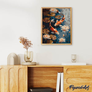 Dipingere con i numeri - Carpe Koi Vintage e Fiori