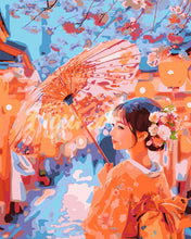 Carica l&#39;immagine nel visualizzatore di Gallery, Dipingere con i numeri - Ragazza in Kimono sotto un Ciliegio in Fiore Figured&#39;Art