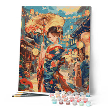 Carica l'immagine nel visualizzatore di Gallery, Dipingere con i numeri - Ragazza in Kimono al Festival delle Lanterne Figured'Art