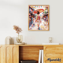 Carica l&#39;immagine nel visualizzatore di Gallery, Dipingere con i numeri - Ragazza in Yukata sulla Strada Festiva