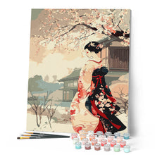 Carica l'immagine nel visualizzatore di Gallery, Dipingere con i numeri - Scena Vintage di una Geisha d’Inverno Figured'Art