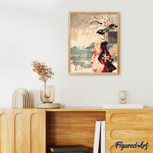 Carica l&#39;immagine nel visualizzatore di Gallery, Dipingere con i numeri - Scena Vintage di una Geisha d’Inverno