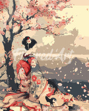 Carica l'immagine nel visualizzatore di Gallery, Dipingere con i numeri - Donna Vintage e Fiori di Sakura