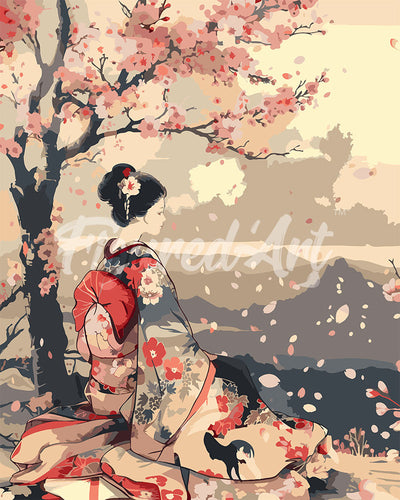 Dipingere con i numeri - Donna Vintage e Fiori di Sakura Figured'Art