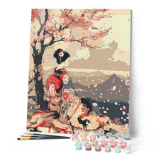 Carica l'immagine nel visualizzatore di Gallery, Dipingere con i numeri - Donna Vintage e Fiori di Sakura Figured'Art