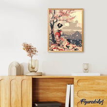 Carica l'immagine nel visualizzatore di Gallery, Dipingere con i numeri - Donna Vintage e Fiori di Sakura