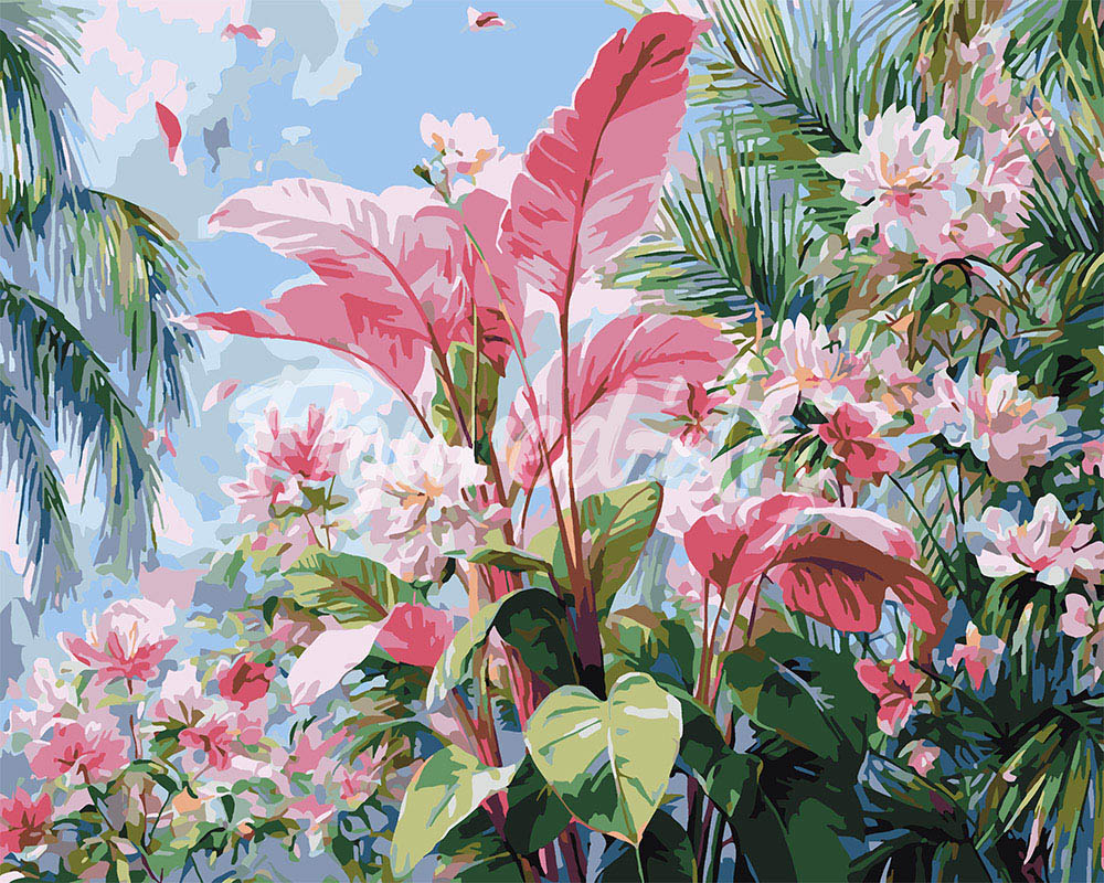 Dipingere con i numeri - Fioritura Tropicale Rosa Figured'Art