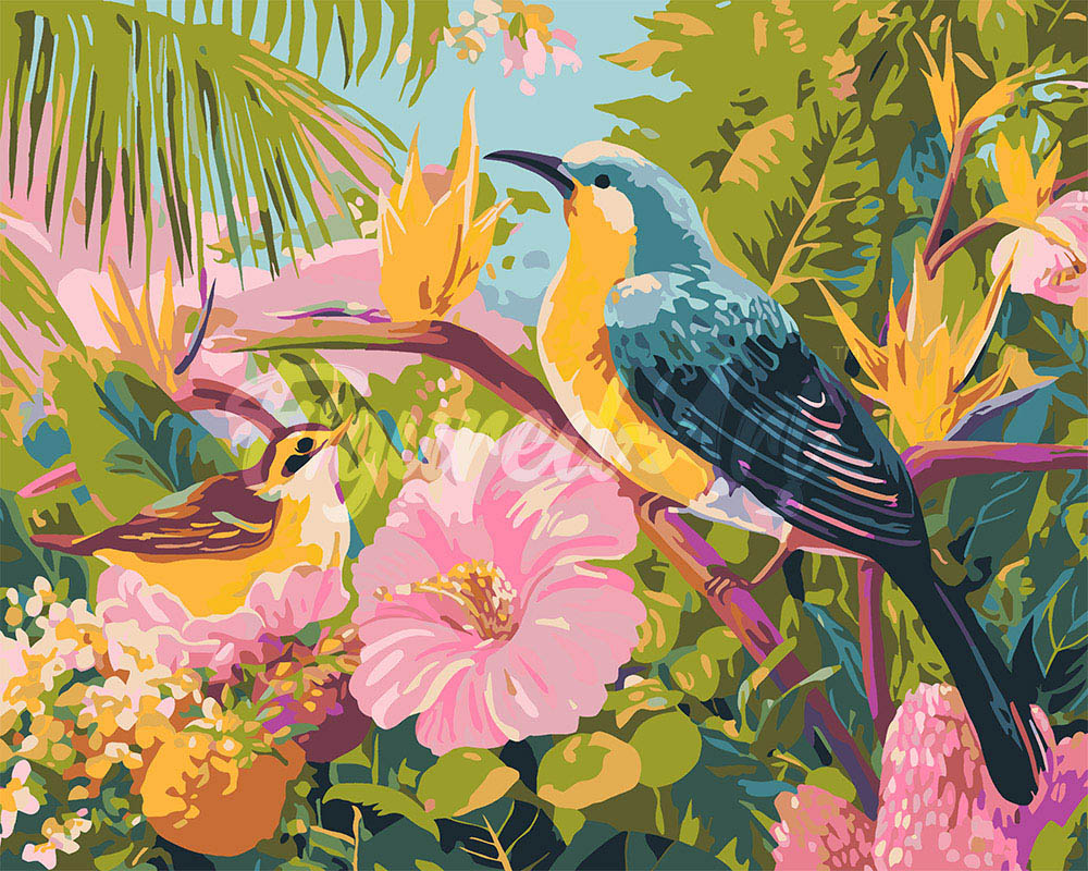 Dipingere con i numeri - Uccelli del Giardino Tropicale Figured'Art