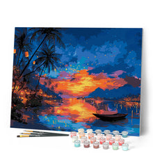 Carica l'immagine nel visualizzatore di Gallery, Dipingere con i numeri - Tramonto sulla Spiaggia con Lanterne Figured'Art