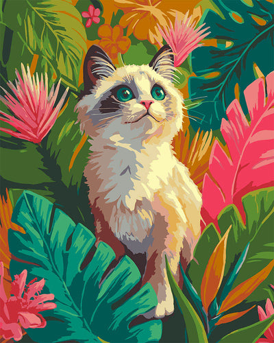 Dipingere con i numeri - Gattino Ragdoll nella Giungla Figured'Art