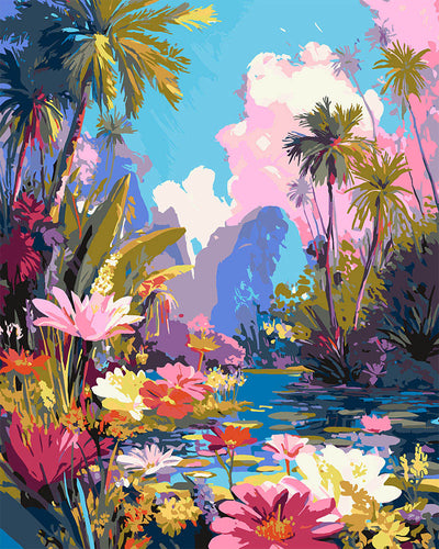 Dipingere con i numeri - Lago tropicale Figured'Art