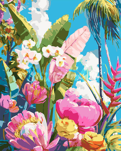 Dipingere con i numeri - Giardino tropicale colorato Figured'Art
