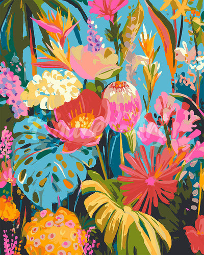 Dipingere con i numeri - Giardino tropicale vibrante Figured'Art