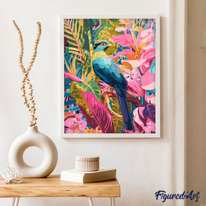 Dipingere con i numeri - Uccello blu tropicale