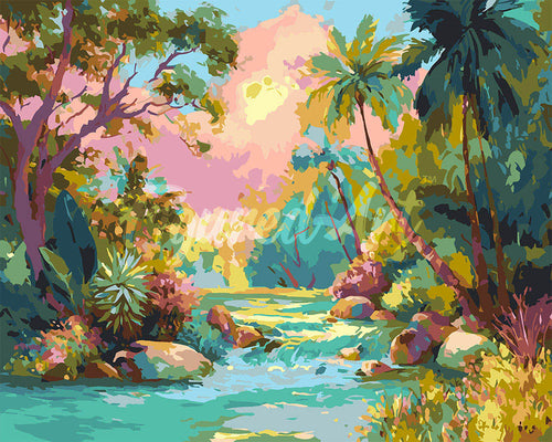 Dipingere con i numeri - Ruscello tropicale Figured'Art
