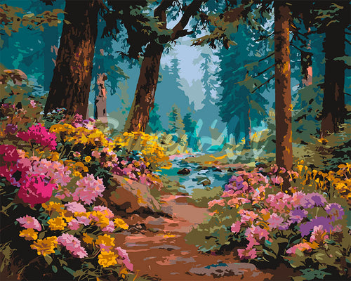 Dipingere con i numeri - Ruscello tra i Fiori di Campo Figured'Art
