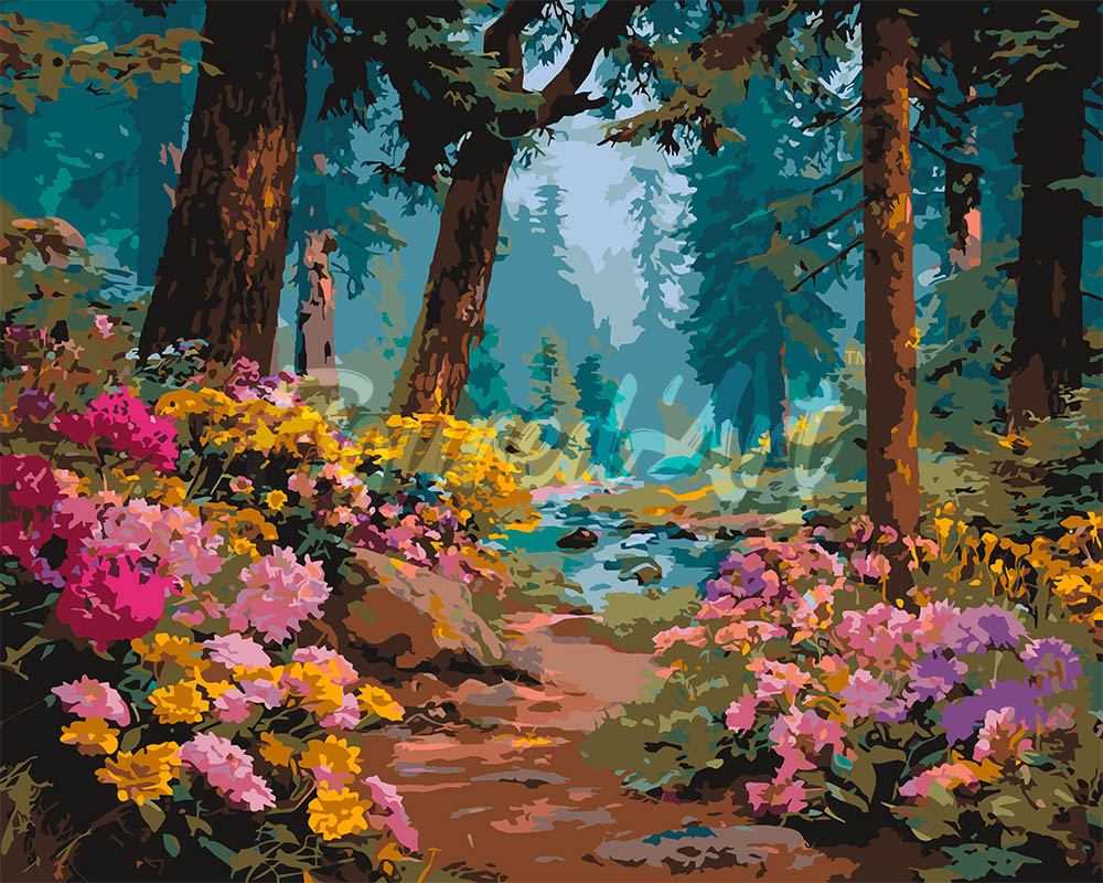 Dipingere con i numeri - Ruscello tra i Fiori di Campo Figured'Art