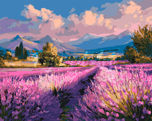 Dipingere con i numeri - Campi di Lavanda al Tramonto Figured'Art