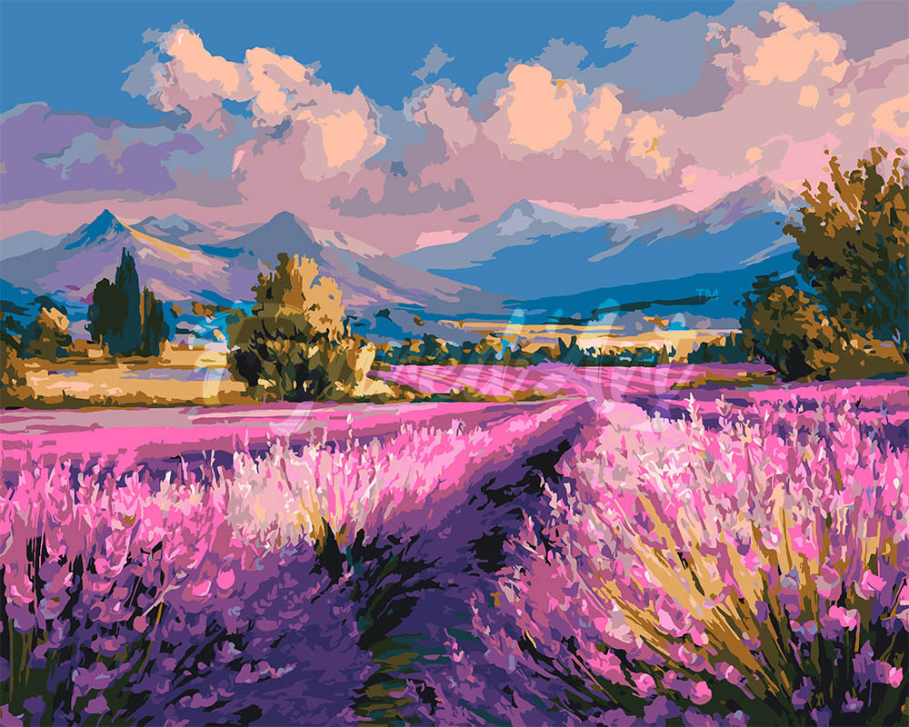 Dipingere con i numeri - Campi di Lavanda al Tramonto Figured'Art