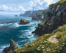 Carica l&#39;immagine nel visualizzatore di Gallery, Dipingere con i numeri - Prato Fiorito sulla Scogliera Figured&#39;Art