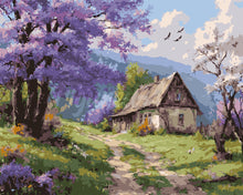 Carica l&#39;immagine nel visualizzatore di Gallery, Dipingere con i numeri - Cottage sul Viale dei Jacaranda Figured&#39;Art