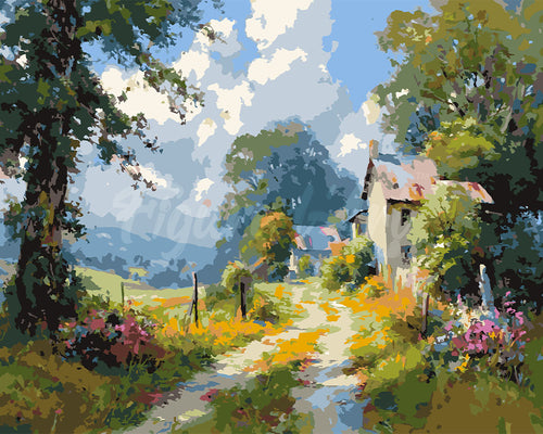 Dipingere con i numeri - Sentiero di Campagna in Fiore Figured'Art