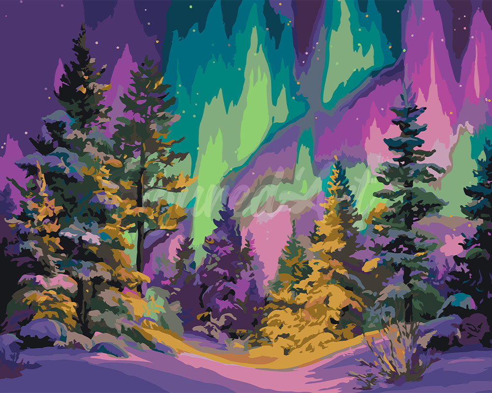 Dipingere con i numeri - Foresta sotto l’Aurora Figured'Art