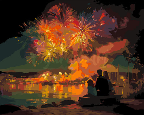Dipingere con i numeri - Famiglia e Fuochi d’Artificio Figured'Art