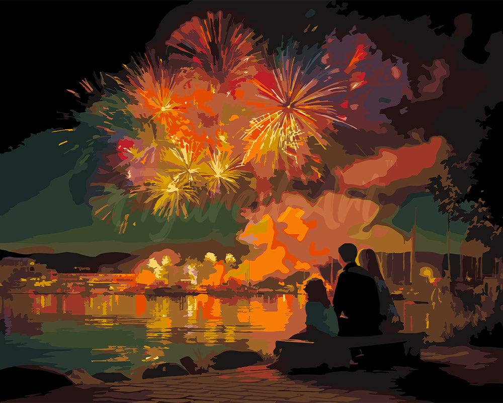 Dipingere con i numeri - Famiglia e Fuochi d’Artificio Figured'Art