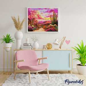 Dipingere con i numeri - Valle dei Cactus al Tramonto