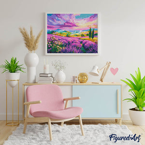 Dipingere con i numeri - Colline di Lavanda al Tramonto