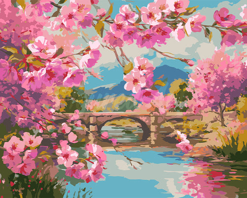 Dipingere con i numeri - Ponte dei Fiori di Ciliegio Figured'Art