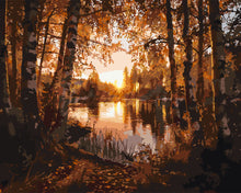 Carica l&#39;immagine nel visualizzatore di Gallery, Dipingere con i numeri - Lago tra le Betulle Dorate Figured&#39;Art