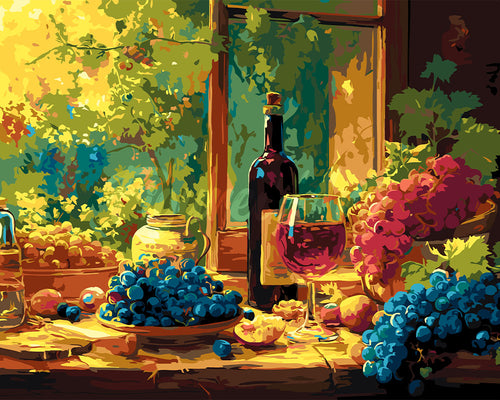 Dipingere con i numeri - Bottiglia di Vino e Uva Figured'Art