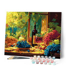 Carica l'immagine nel visualizzatore di Gallery, Dipingere con i numeri - Bottiglia di Vino e Uva Figured'Art
