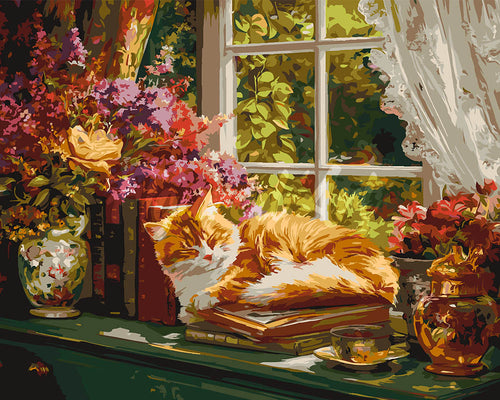 Dipingere con i numeri - Finestra Accogliente con Gatto Figured'Art
