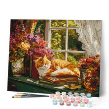 Carica l'immagine nel visualizzatore di Gallery, Dipingere con i numeri - Finestra Accogliente con Gatto Figured'Art