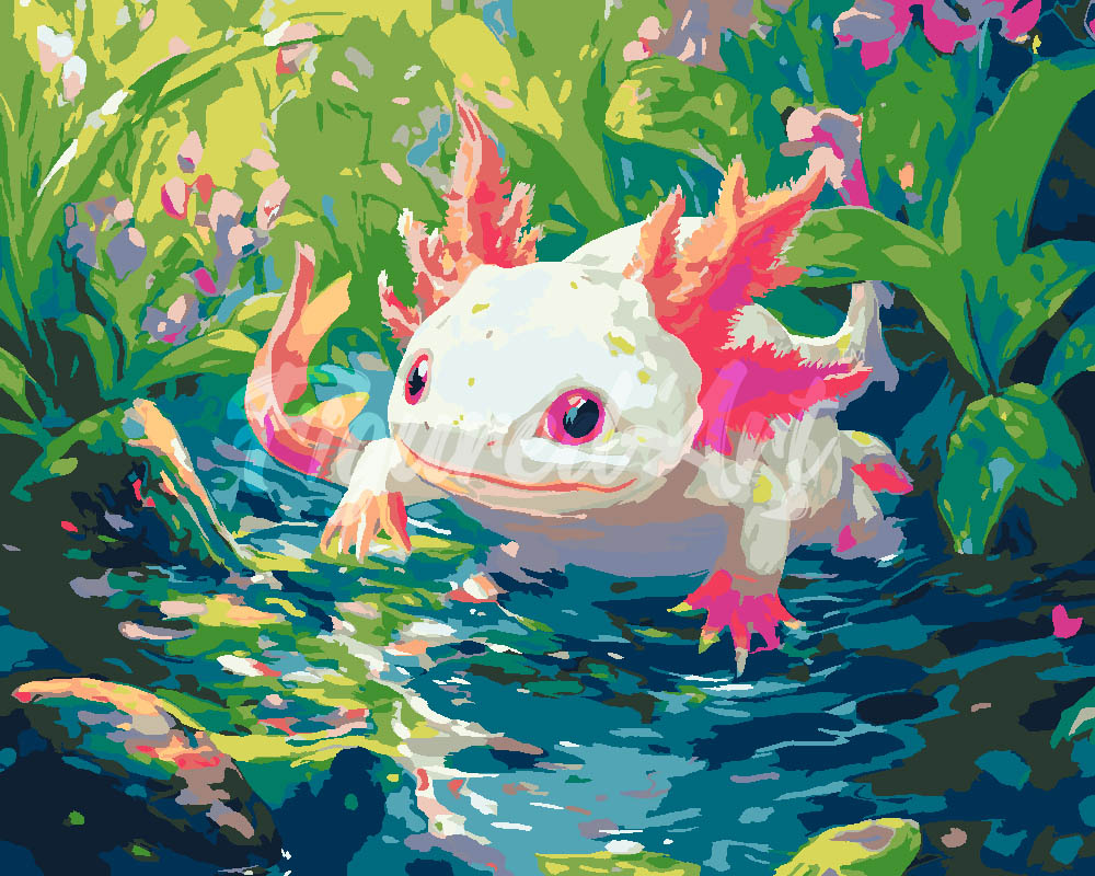 Dipingere con i numeri - Axolotl Nuotatore Figured'Art